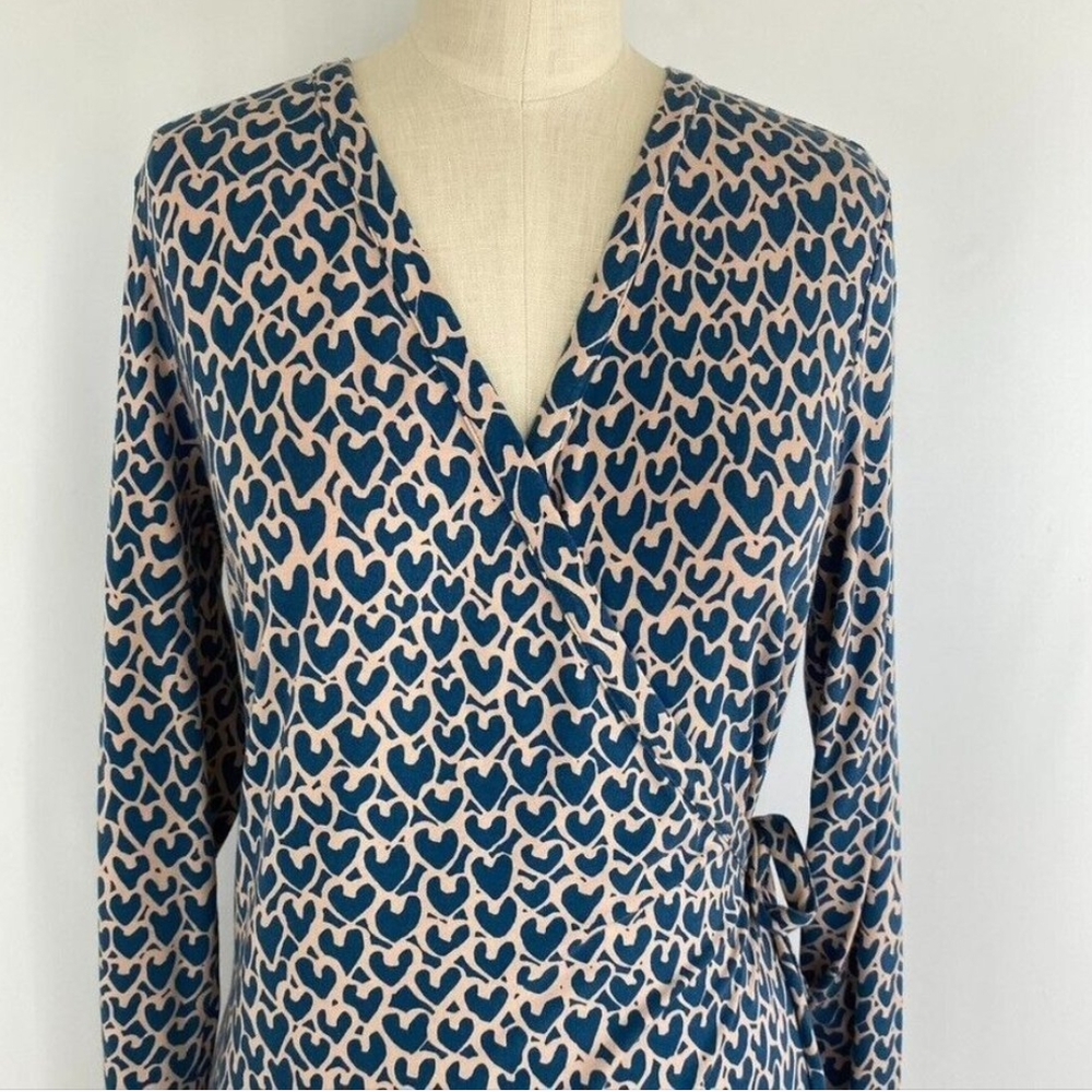 Boden Pink and Blue Heart Wrap Dress